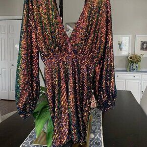 FAIRESTY - sequin tie dress v neck XXL ( fits smaller sizes too)